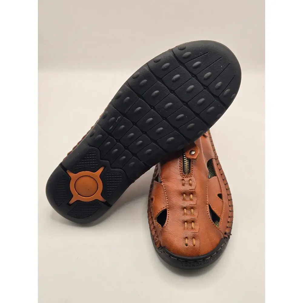 Men's Leather Fisherman Sandals Brown Comfort Slingback US 8 EU 41 New